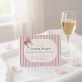 Pink Striped Bow 60th Birthday Celebration Einladung