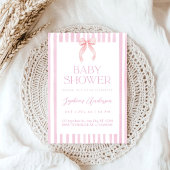 Pink Striped Bow Baby Shower Einladung