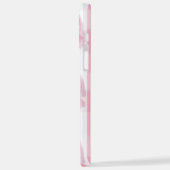 Pink Striped Bow Coquette Aesthetic Cute Girly  iPhone Hülle (Linke Seite)