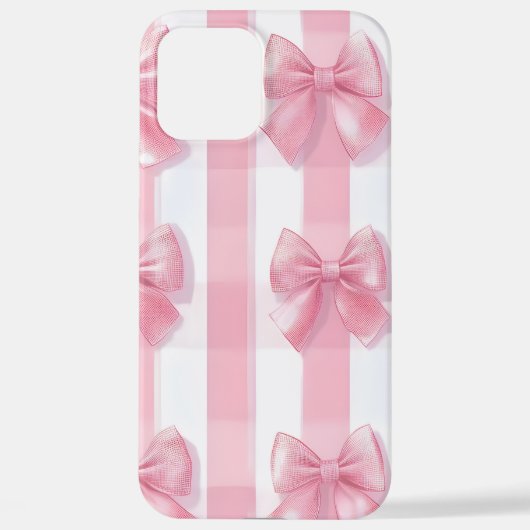 Pink Striped Bow Coquette Aesthetic Cute Girly  iPhone Hülle (Rückseite)