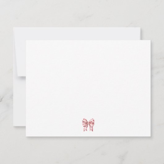 PINK STRIPED BOW COQUETTE PERSONALISIERT MITTEILUNGSKARTE (Rückseite)