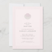 Pink striped coast shell baptism Invitation Einladung (Vorderseite)