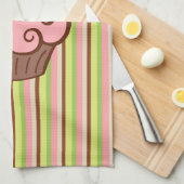 Pink Striped Cupcake Kitchen Towel  Geschirrtuch (Viertel Falte)