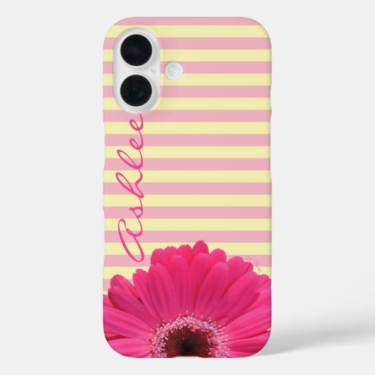Pink Striped Gerber Daisy Casemate Device Case (Rückseite)
