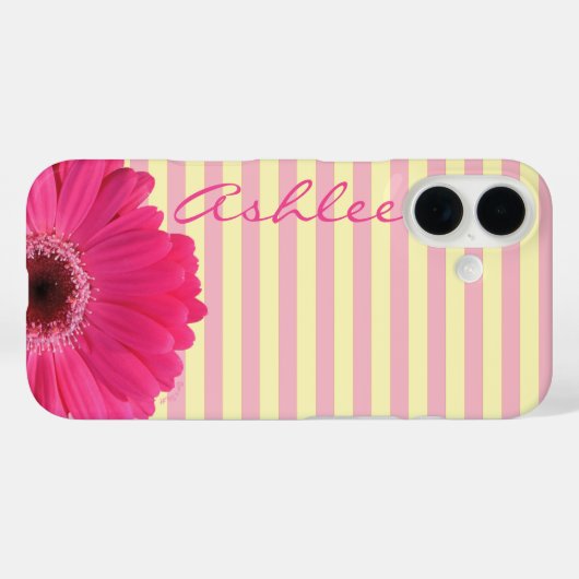 Pink Striped Gerber Daisy Casemate Device Case (Rückseite (Horizontal))
