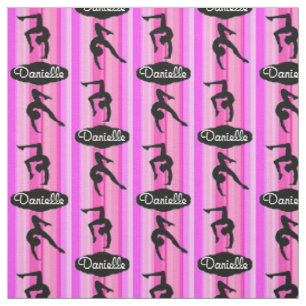 PINK STRIPED PERSONALISIERT GYMNASTICS FABRIC STOFF