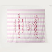 Pink Striped Preppy Graduation Congrats Wandteppich (Vorderseite (Horizontal))