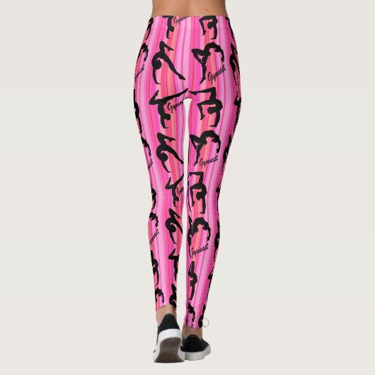 PINK STRIPED SUPER STAR GYMNASTICS LEGGINGS (Rückseite)