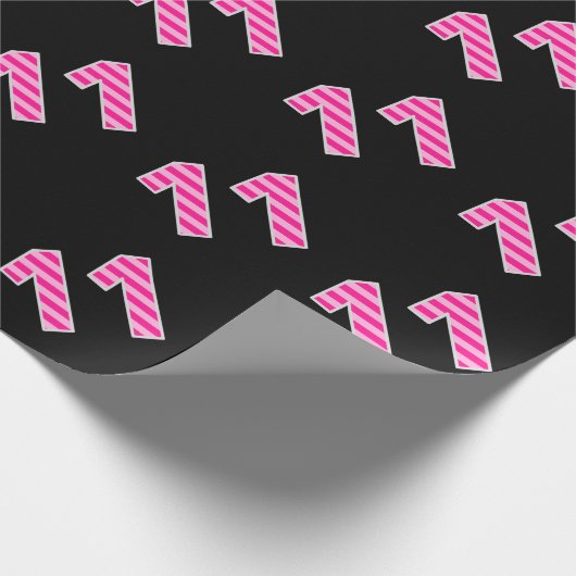 Pink Stripes 11 Event # (Geburtstag, Jahrestag) Geschenkpapier (Ecke)