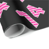 Pink Stripes 74 Event # (Geburtstag, Jahrestag) Geschenkpapier (Rolleneckpunkt)
