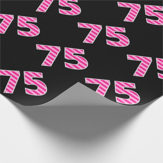 Pink Stripes 75 Event # (Geburtstag, Jahrestag) Geschenkpapier (Ecke)