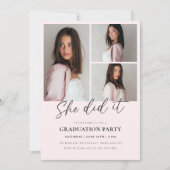 Pink Stripes Aesthetic Graduation Invitation Einladung (Vorderseite)