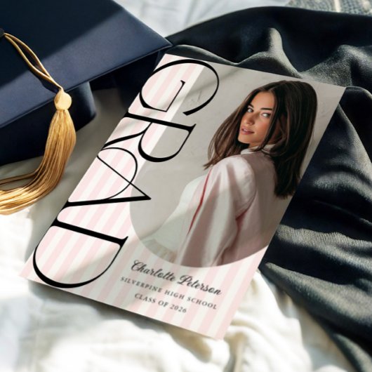 Pink Stripes Aesthetic Graduation Invitation Einladung