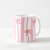 Pink stripes and and red ribbon and bows kaffeetasse (VorderseiteRechts)