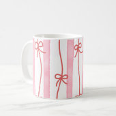 Pink stripes and and red ribbon and bows kaffeetasse (Vorderseite Links)