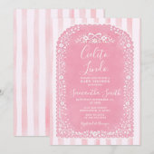 Pink Stripes Baby Shower Cielito Lindo Talavera Einladung (Vorne/Hinten)