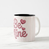 Pink Stripes Be Mine Zweifarbige Tasse (VorderseiteRechts)