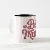 Pink Stripes Be Mine Zweifarbige Tasse (Vorderseite Links)