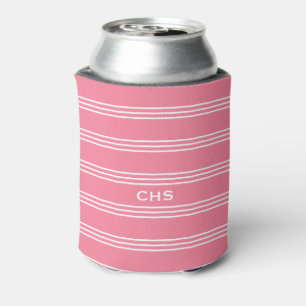 Pink Stripes benutzerdefinierte Monogramm kann küh Dosenkühler