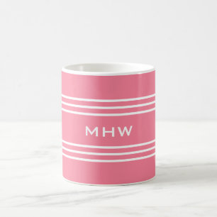 Pink Stripes benutzerdefinierte Monogramm-Tasse Kaffeetasse