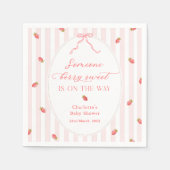 Pink Stripes Berry Sweet Baby Shower Invitation Serviette (Vorderseite)