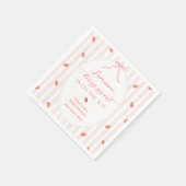 Pink Stripes Berry Sweet Baby Shower Invitation Serviette (Ecke)