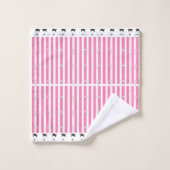 Pink Stripes Black Floral Badhandtuch Set (Waschlappen)