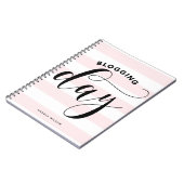 Pink Stripes Blogging Day Calligraphy Personalisie Notizblock (Linke Seite)