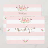 Pink Stripes Blume Hochzeit Danke (Vorne/Hinten)