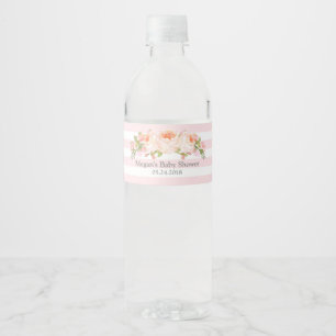 Pink Stripes Blumenbecher Babydusche Wasserflaschenetikett