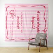 Pink Stripes Bow A New Chapter Graduation Wandteppich (Beispiel (Horizontal))