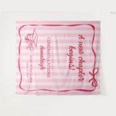 Pink Stripes Bow A New Chapter Graduation Wandteppich (Vorderseite (Horizontal))