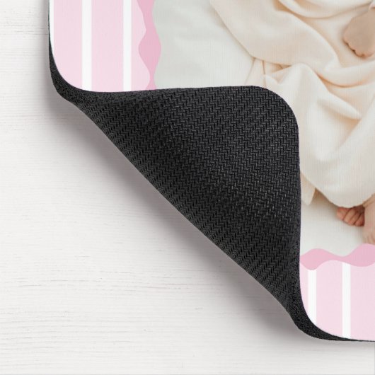 Pink Stripes Bow Frame Custom Photo Mousepad (Ecke)