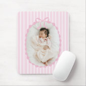 Pink Stripes Bow Frame Custom Photo Mousepad (Mit Mouse)
