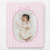 Pink Stripes Bow Frame Custom Photo Mousepad (Vorne)