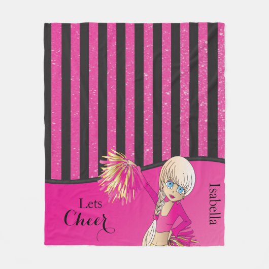 Pink Stripes Cheer Cheerleader Fleecedecke (Vorderseite)