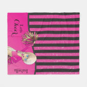 Pink Stripes Cheer Cheerleader Fleecedecke (Vorderseite (Horizontal))