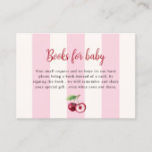 Pink Stripes Cherry Books for Baby Shower  Begleitkarte (Vorderseite)