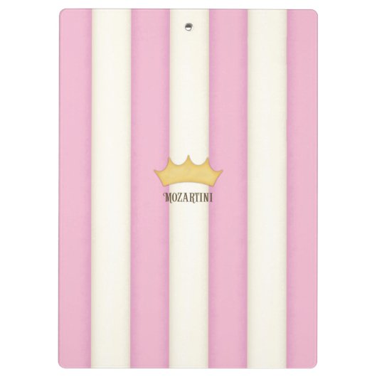 Pink Stripes Crowned Princess Personalisiert Name Klemmbrett (Rückseite)