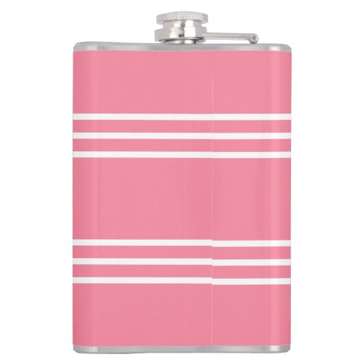 Pink Stripes custom monogram flask Flachmann (Rückseite)