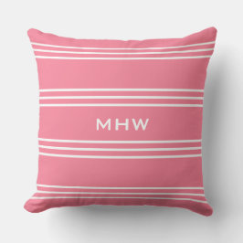 Pink Stripes Custom Monogramm Wurfkissen Kissen
