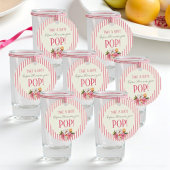 Pink Stripes Floral "Take A Shot Before She Pops!" Geschenkanhänger