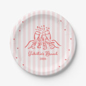 Pink Stripes Galentine's Pappteller (Vorderseite)