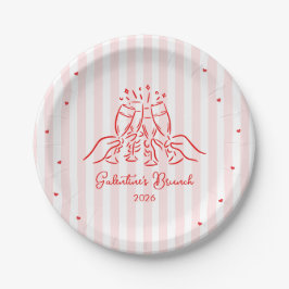 Pink Stripes Galentine's Pappteller