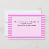 Pink Stripes Gerahmt Danke Karte (Rückseite)