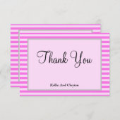 Pink Stripes Gerahmt Danke Karte (Vorne/Hinten)