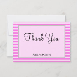 Pink Stripes Gerahmt Danke Karte