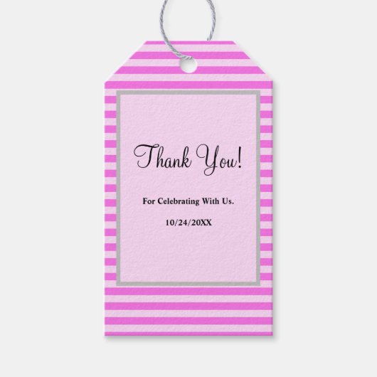 Pink Stripes Geschenketiketten Geschenkanhänger (Vorderseite)