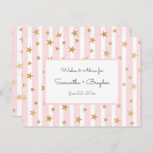 Pink Stripes Gold Stars Kinderduschberatung Karten (Vorne/Hinten)