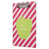 Pink Stripes Graue Apple Teacher-Zwischenablage Klemmbrett (Links)